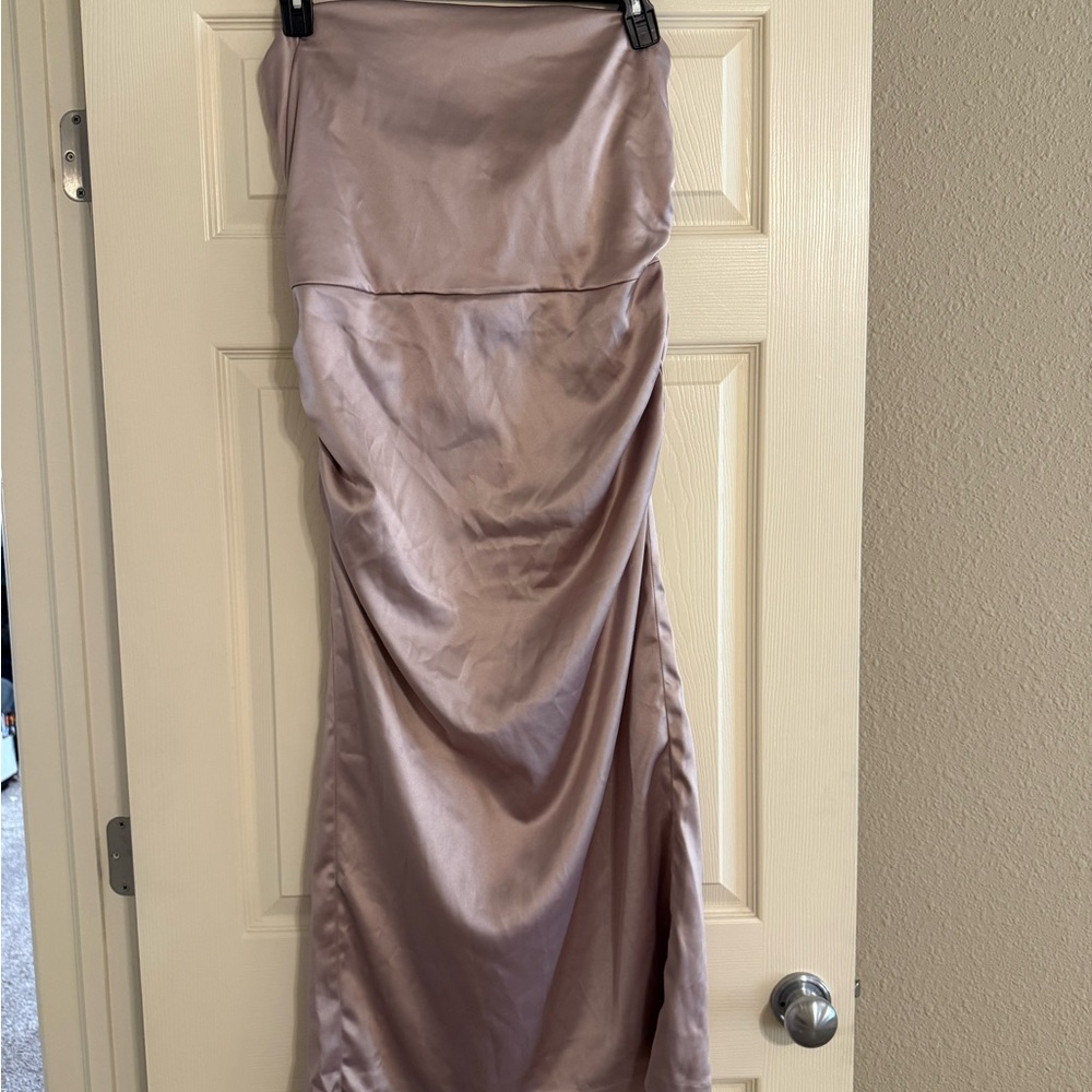 Anthropologie Elegant Strapless Satin Dress